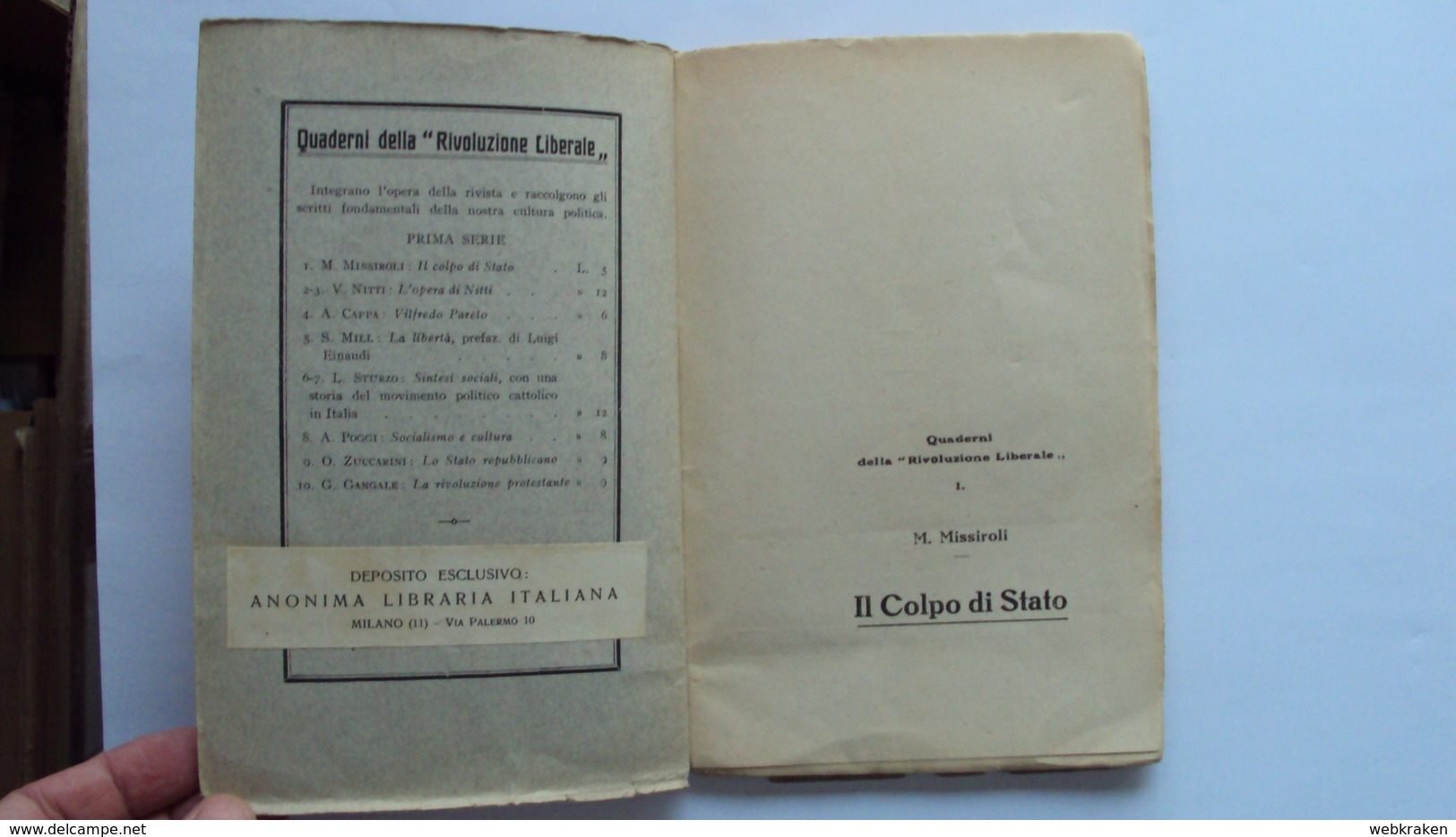 LIBRO MISSIROLI MARIO IL COLPO DI STATO PIERO GOBETTI EDITORE TIPOGRAFIA SOCIALE 1924 - Other & Unclassified