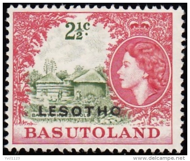 LESOTHO - Scott #16 Queen Elizabeth 'Overprinted' / Mint NG Stamp - Lesotho (1966-...)