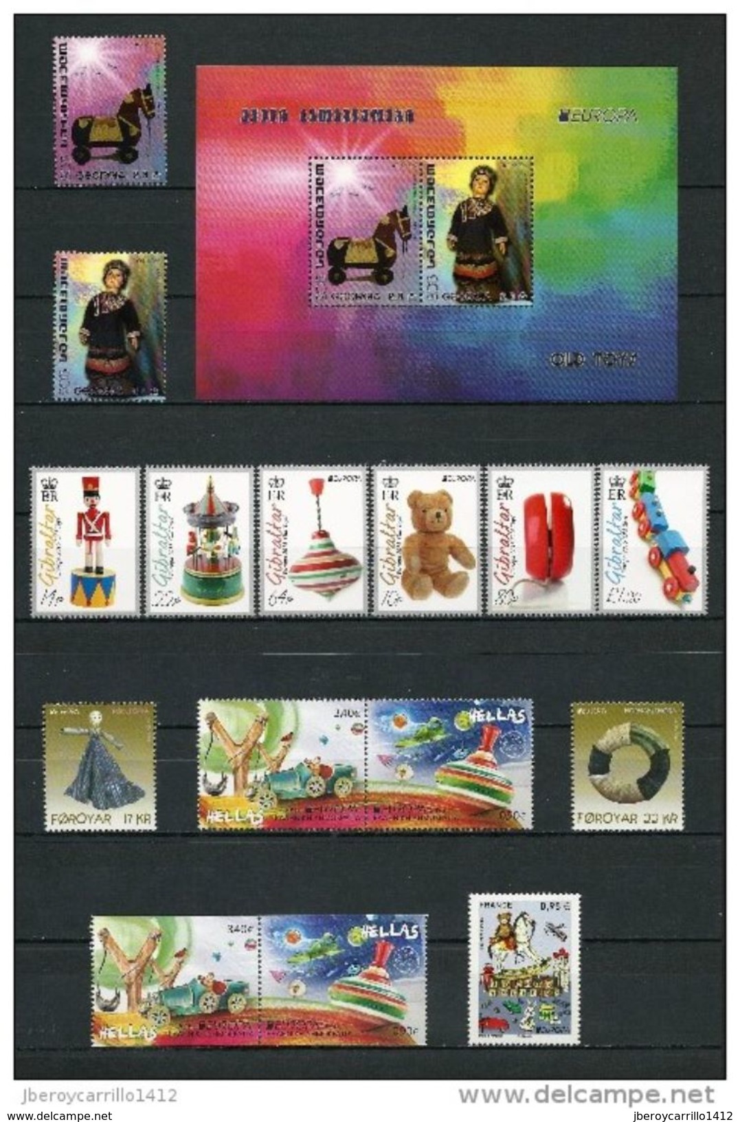 EUROPA 2015- “JUGUETES ANTIGUOS"- COLECCIÓN  COMPLETA DE SELLOS y HOJITAS BLOQUE.-TEMÁTICA OFICIAL EMITEN 64 PAÍSES