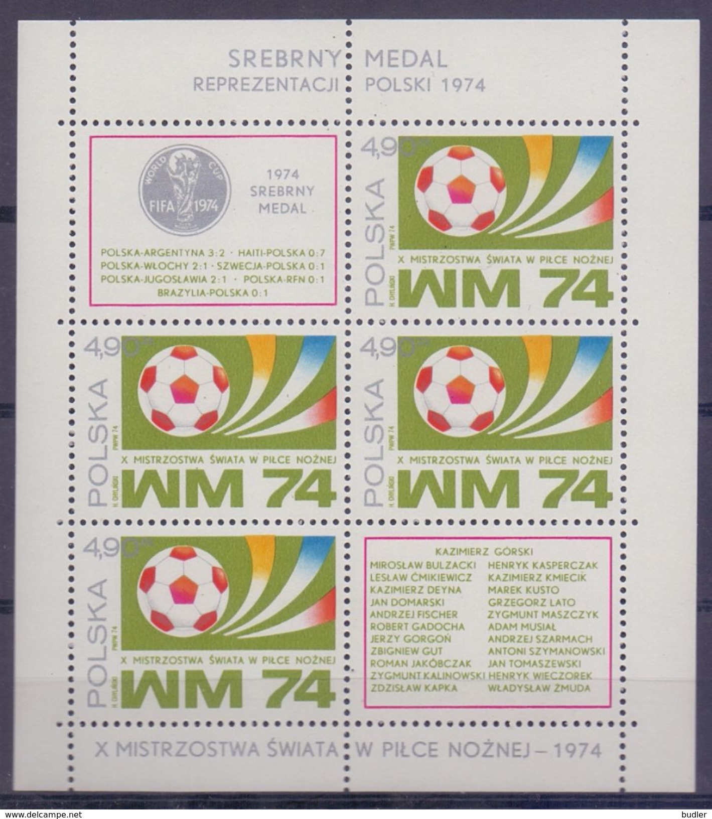 POLSKA/POLAND :1974: BF65(2155) : ## WM 74 ## : FOOTBALL,WORLD CHAMPIONSHIP,FIFA,BALL, - 1974 – West Germany