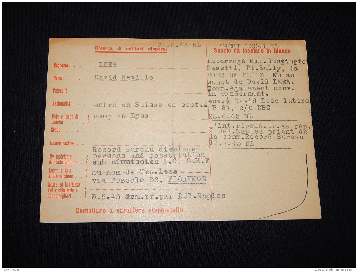 France 1945 Red Cross Card__(L-4411) - Covers & Documents