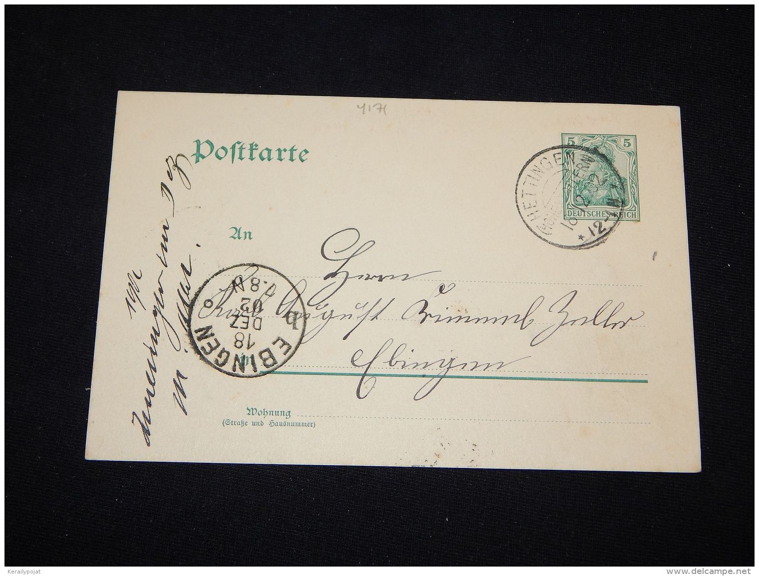 Germany 1902 Hettingen 5pf Green Stationery Card__(L-4171) - Other & Unclassified