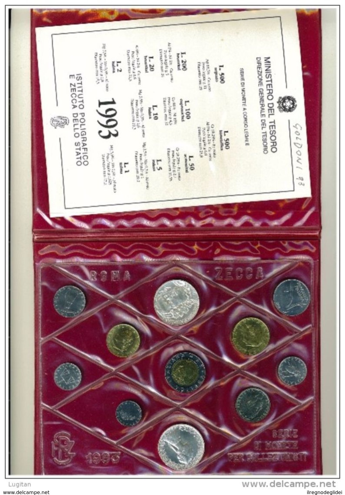 I. REPUBBLICA - ANNO 1993 - DIVISIONALE FIOR DI CONIO - FDC - CON MONETA DA 500L. COMMEMORATIVA - Jahressets & Polierte Platten