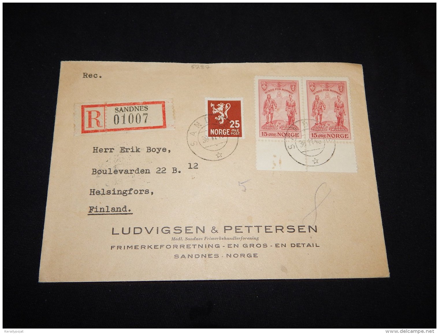 Norway 1946 Dandnes Registered Cover__(L-5287) - Storia Postale