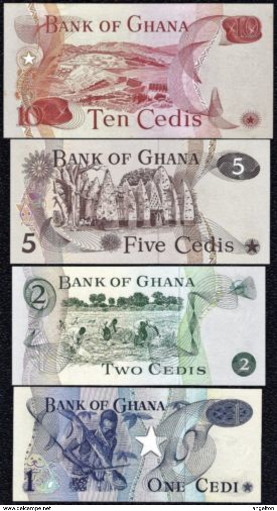 Ghana - 1, 2, 5 & 10 Cedis Type 1976 - 1978 Uncirculated - Ghana