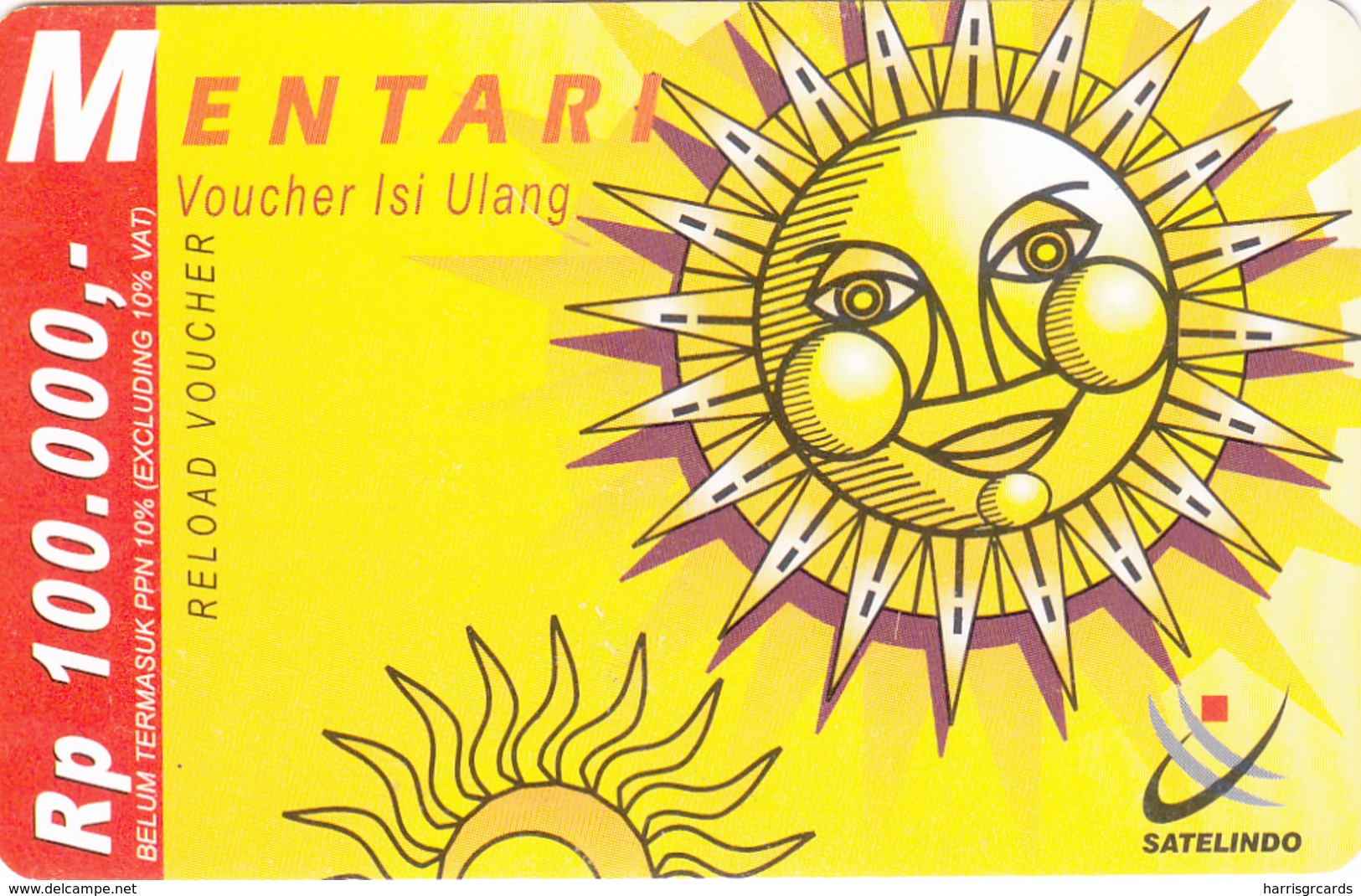 INDONESIA - Mentari Logo, Satelindo Prepaid Card 100,000 Rp, Used - Indonesië