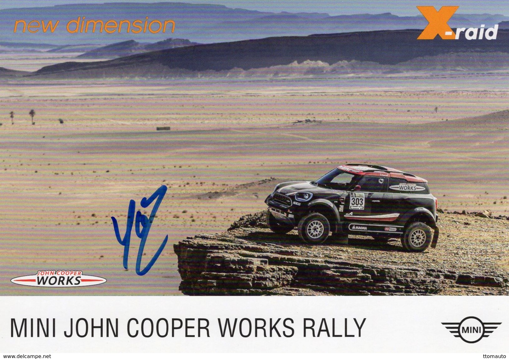 Rally Dakar 2017  -  Mini John Cooper Works X-Raid  -  Pilotes: Mikko Hirvonen/Michel Périn - Carte Promo - Rallyes