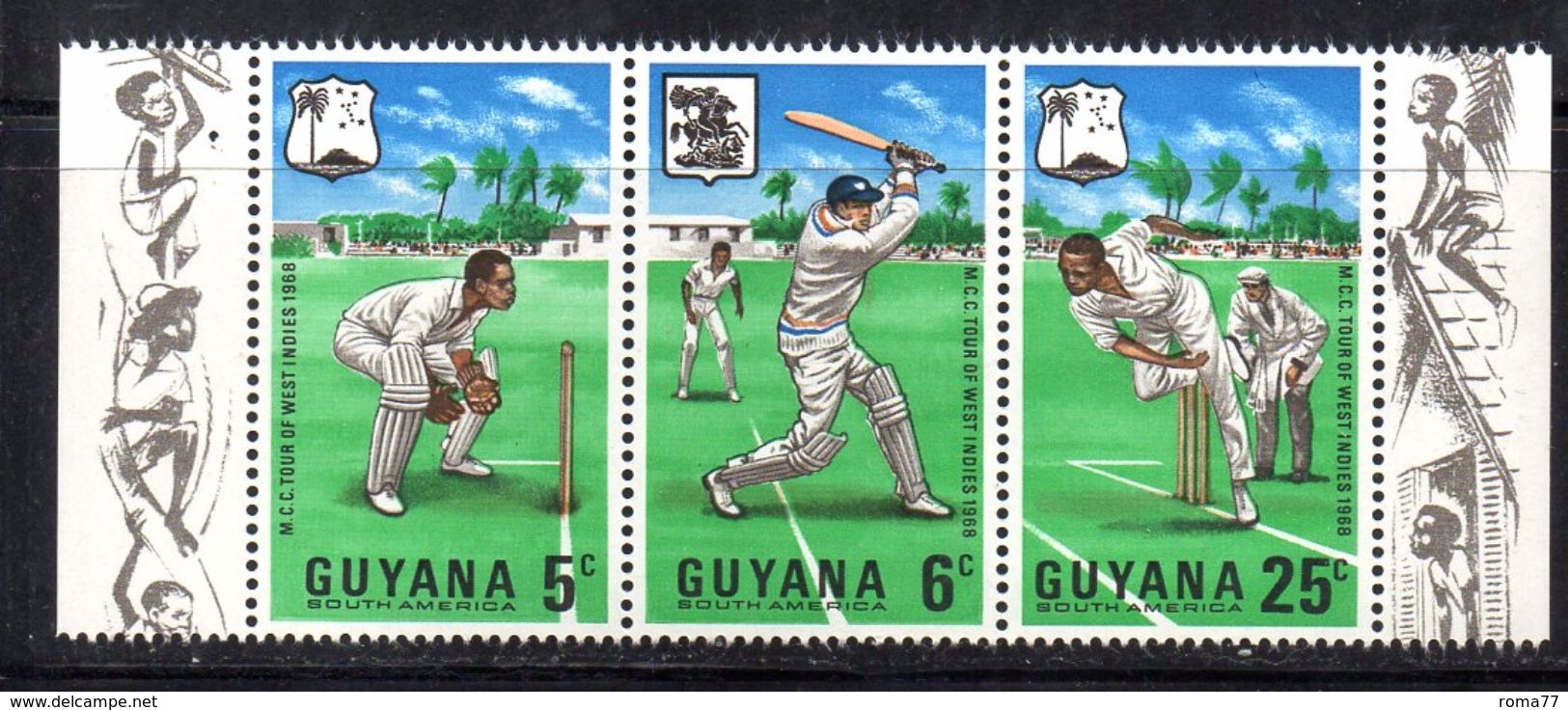 BF69 - GUYANA , Serie Yvert N. 260/62   ***  CRICKET - Guiana (1966-...)