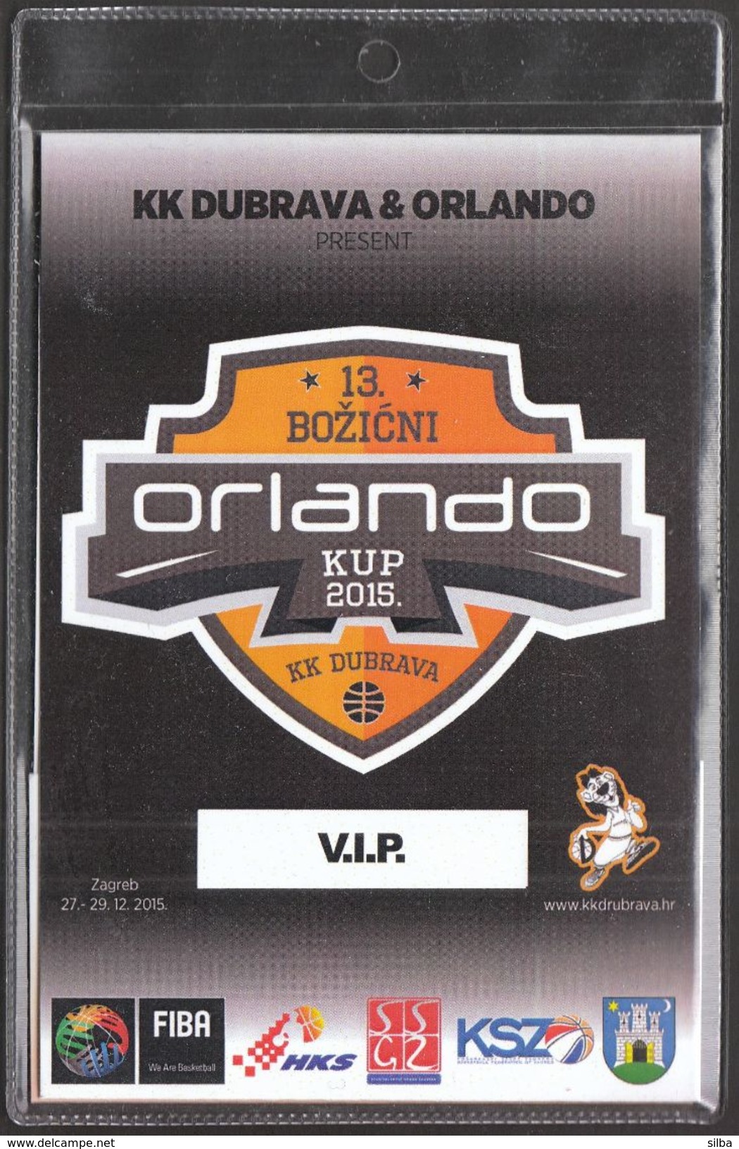 Croatia Zagreb 2015 / Basketball VIP Card / KK Dubrava & Orlando / 13th Christmass Orlando Cup - Bekleidung, Souvenirs Und Sonstige