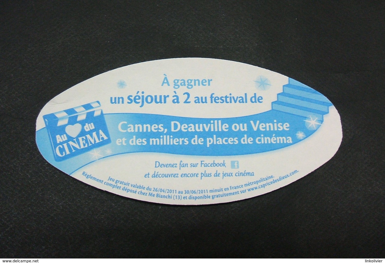 Contre-étiquette Fromage CAPRICE DES DIEUX Au Coeur Du Cinéma : Cannes, Deauville, Venise - 300g - Kaas