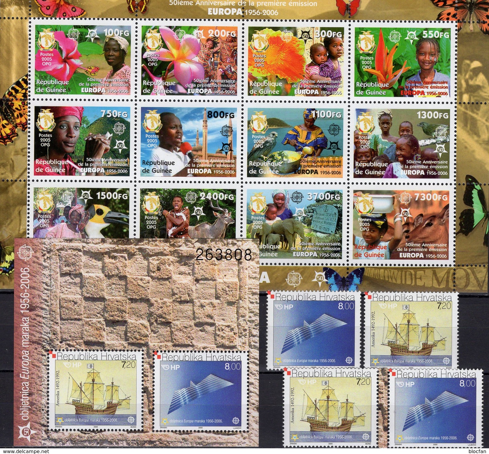 EUROPA Guinea 4202/13 KB,Croatia 734/5,ZD+Block 27 ** 143€ Ss Flower Blocs History Sheets Bird M/s Bf 50 Years CEPT - Emissions Communes