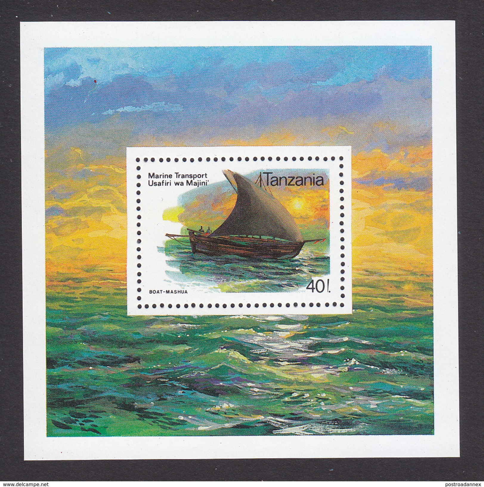 Tanzania, Scott #622, Mint Never Hinged, Boat, Issued 1990 - Tanzania (1964-...)