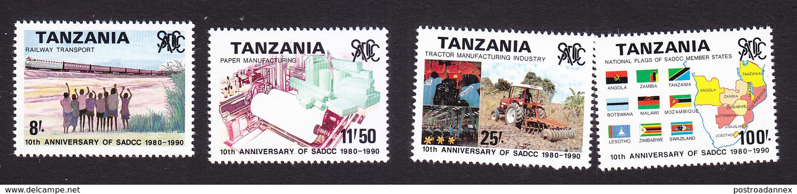 Tanzania, Scott #590-593, Mint Hinged, Southern Africa Development Conference, Issued 1990 - Tanzania (1964-...)