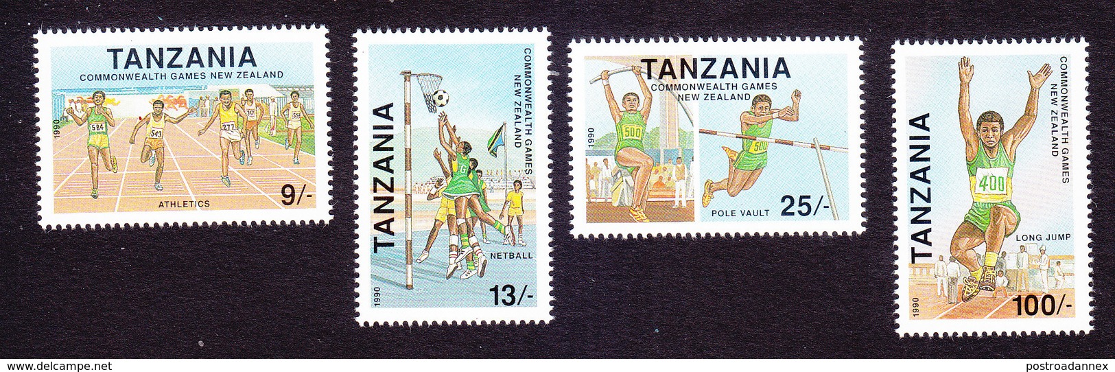 Tanzania, Scott #623-626, Mint Hinged, Commonwealth Games, Issued 1990 - Tanzania (1964-...)