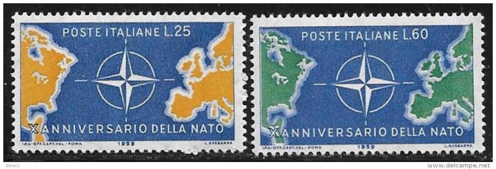 Italy, Scott # 766-7 Mint Hinged NATO, Maps, 1959 - 1946-60: Mint/hinged