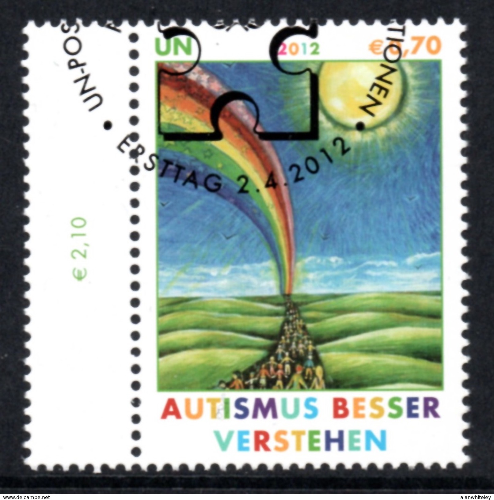 UNITED NATIONS (VIENNA) 2012 Autism Awareness: Single Stamp CANCELLED - Oblitérés