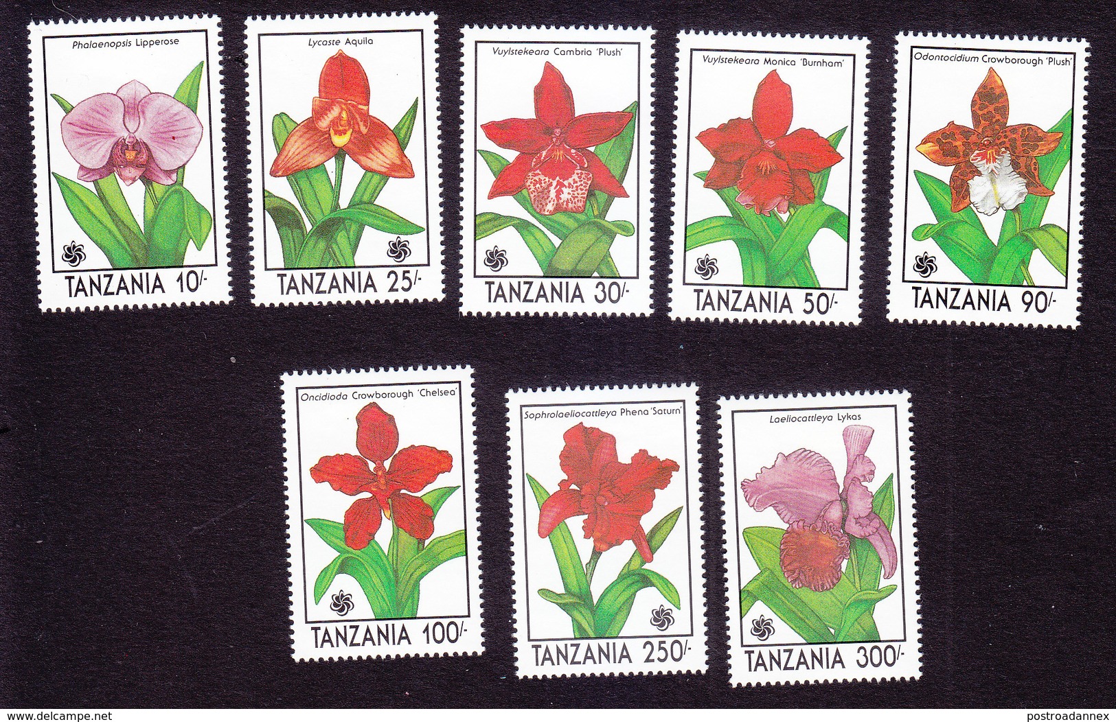 Tanzania, Scott #628-635, Mint Hinged, Orchids, Issued 1990 - Tanzania (1964-...)