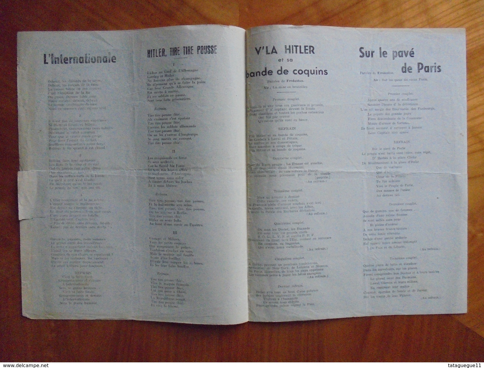 Ancien Feuillet De Paroles Chants De La Libération Guerre 39/45 - Documents Historiques