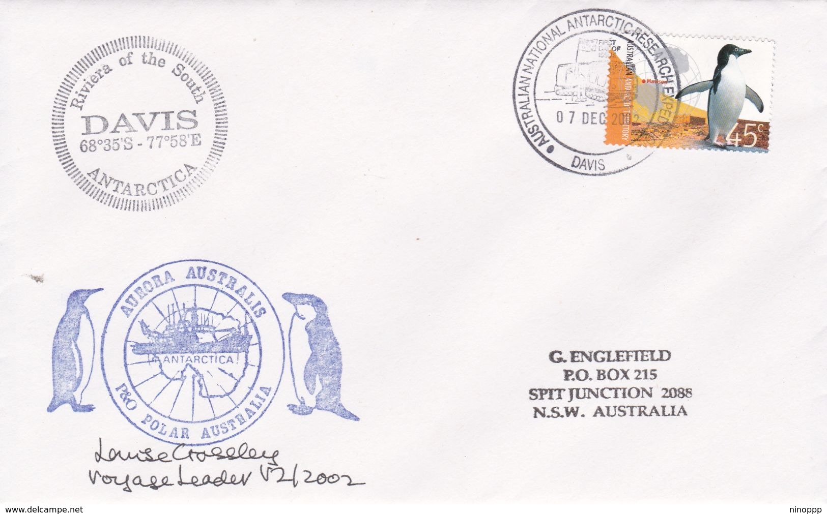 Australian Antarctic Territory 2002 Mail From Ship Polar Australia, Davis Base, Signed By Voyage Leader - Used Stamps