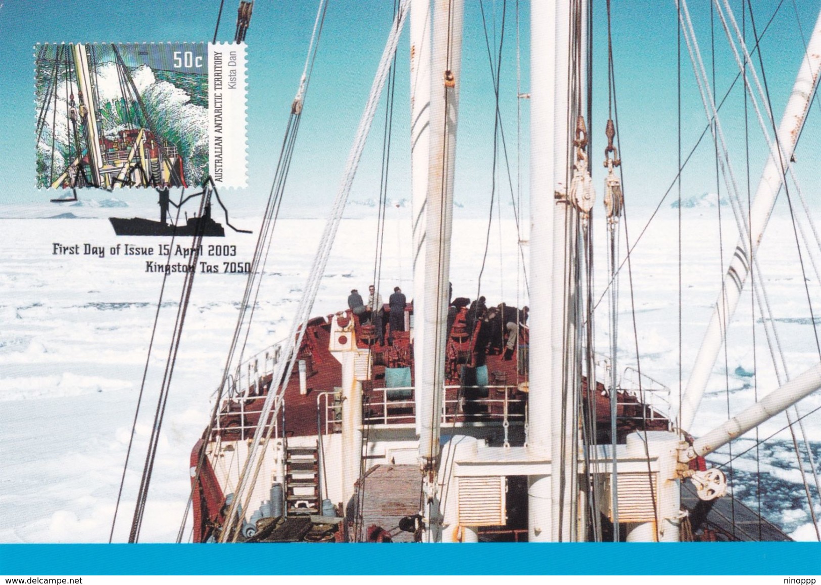 Australian Antarctic Territory 2003 Antarctic Ships, Kista Dan Approaching Mawson, Maximum Card - Cartoline Maximum