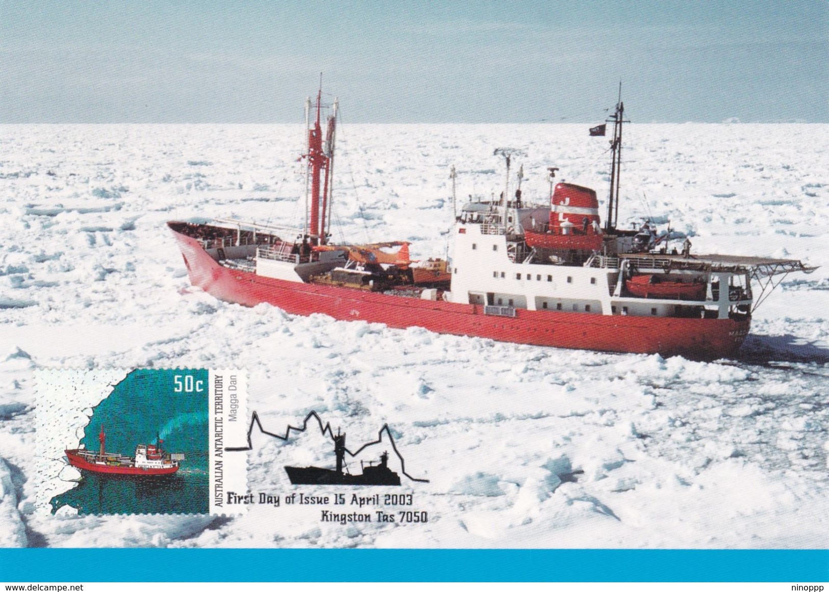 Australian Antarctic Territory 2003 Antarctic Ships, Magga Dan Moving Slowly Through The Ice, Maximum Card - Maximum Cards