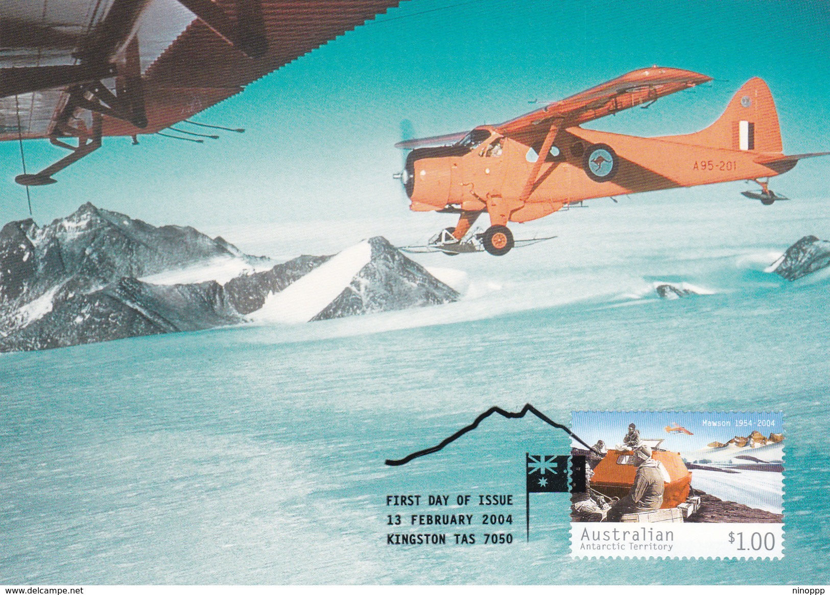 Australian Antarctic Territory 2004 Transport, Beaver In Prince Charles Mountain, Maximum Card - Maximum Cards