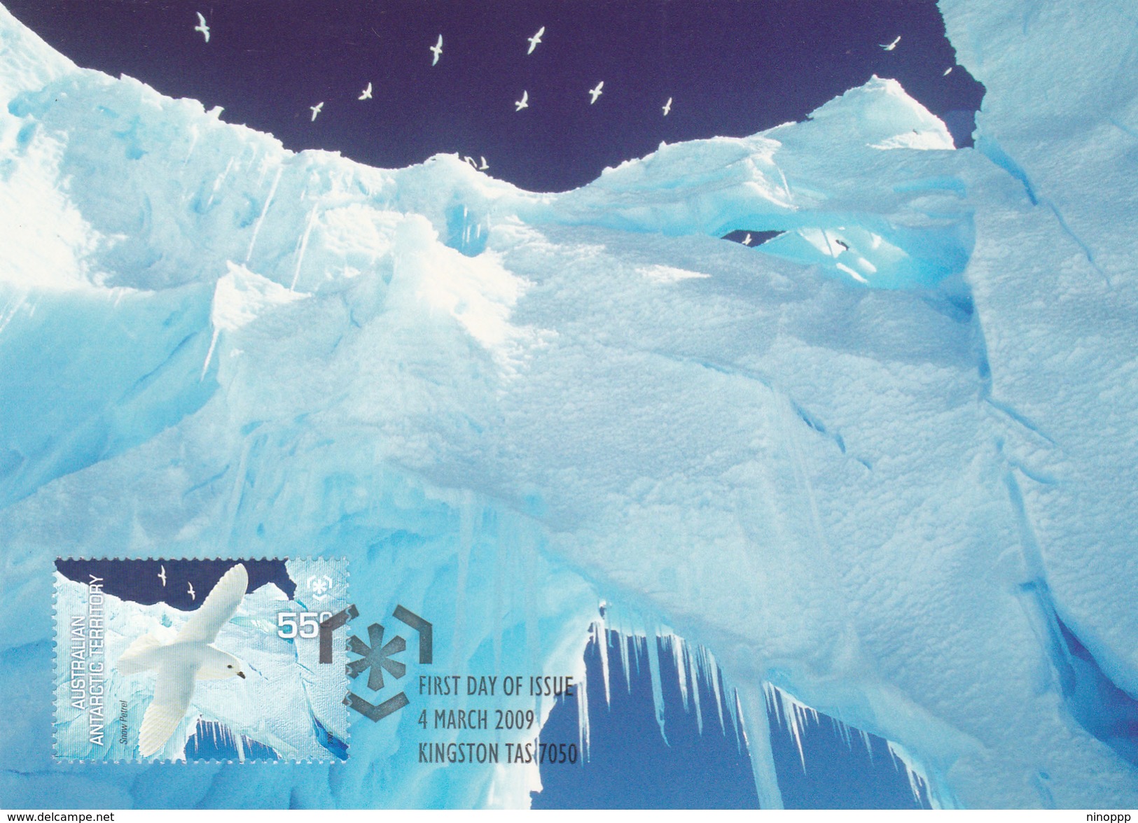 Australian Antarctic Territory 2009 Poles And Glaciers, Snow Petrels, Maximum Card - Maximumkarten