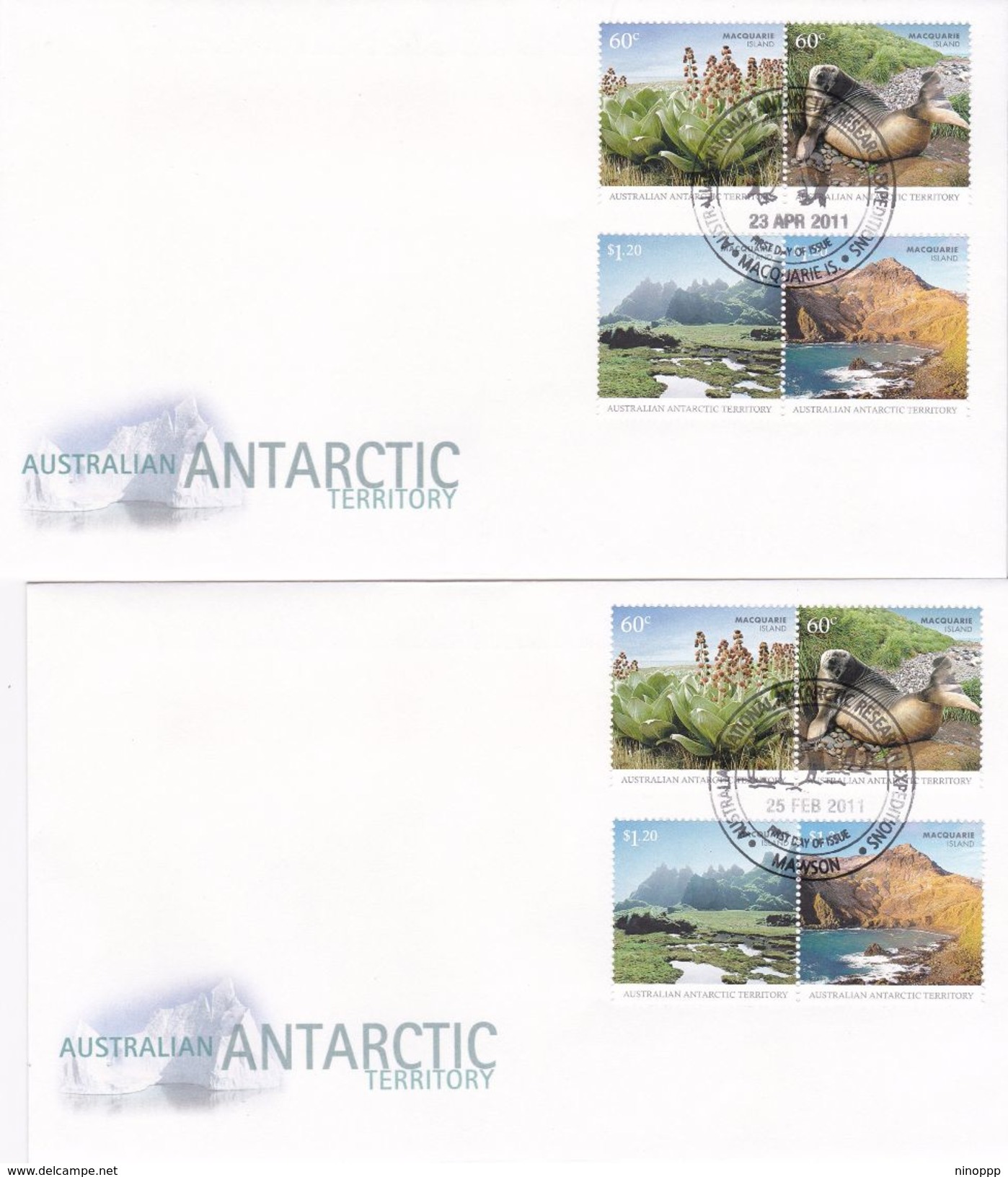 Australian Antarctic Territory 2010 Macquarie Island, Set 4 Bases FDCs - FDC