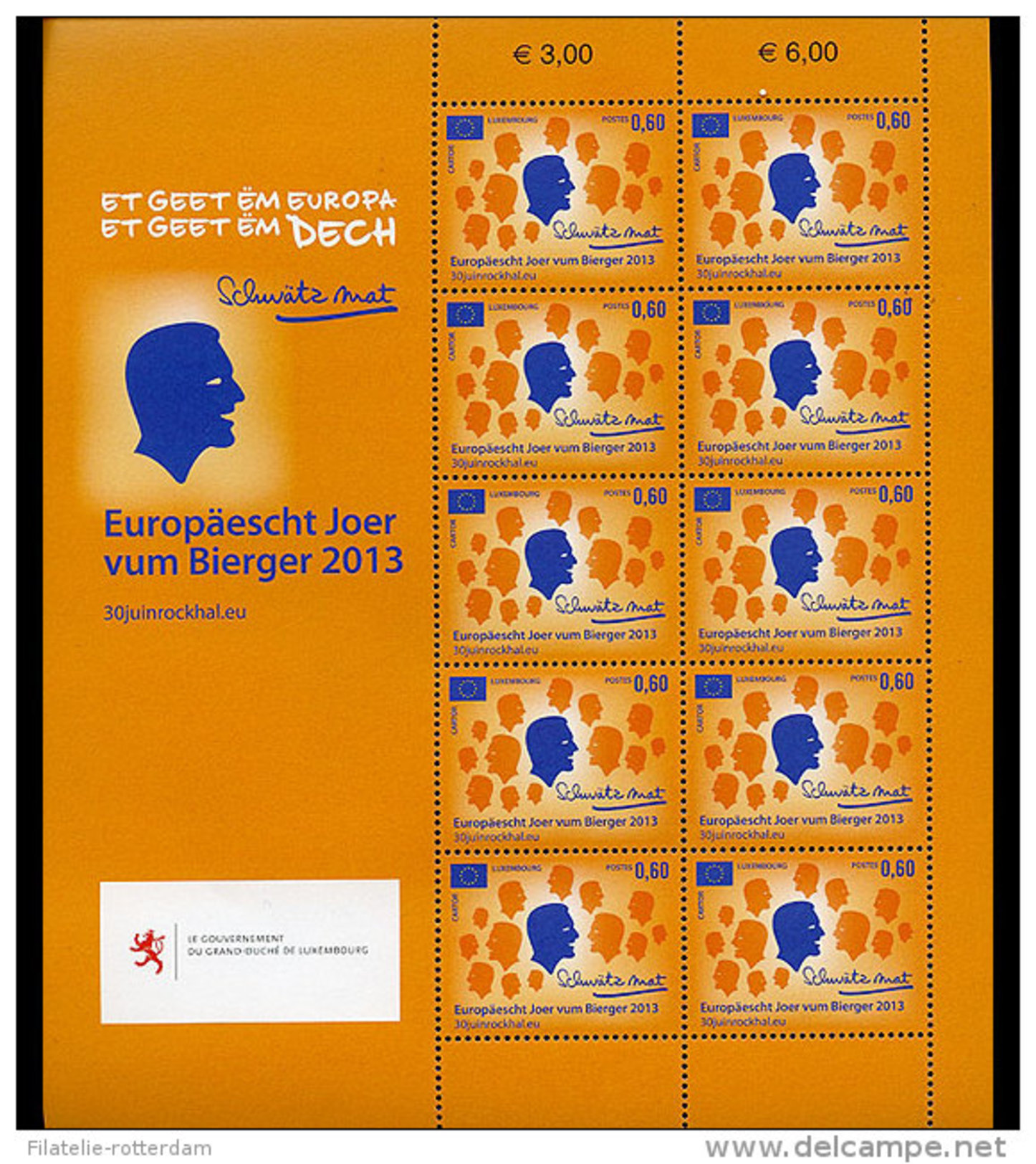 Luxemburg / Luxembourg - MNH / Postfris - Sheet Jaar Van De Burger 2013 - Nuovi