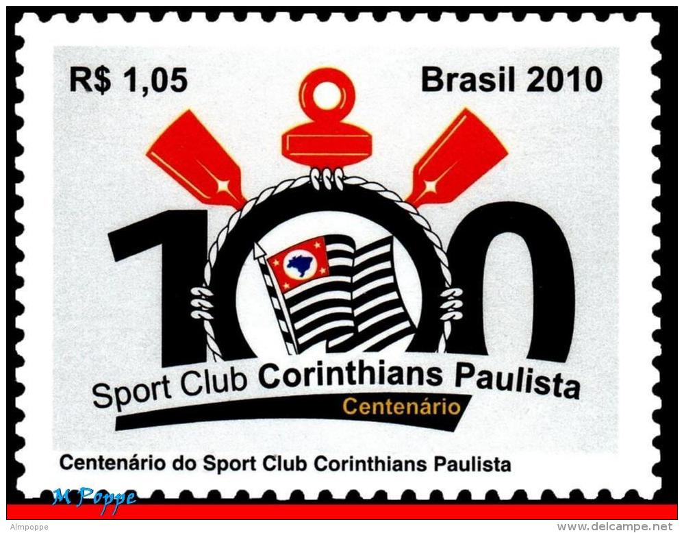 Ref. BR-3143 BRAZIL 2010 FOOTBALL-SOCCER, CORINTHIANS SPORT CLUB,, 100 YEARS, FAMOUS CLUBS, MNH 1V Sc# 3143 - Unused Stamps
