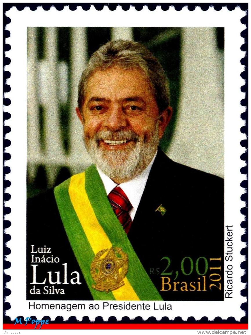 Ref. BR-3159 BRAZIL 2011 FAMOUS PEOPLE, LUIZ INACIO DA SILVA,, LULA, PRESIDENT, POLITICIANS, MNH 1V Sc# 3159 - Nuevos