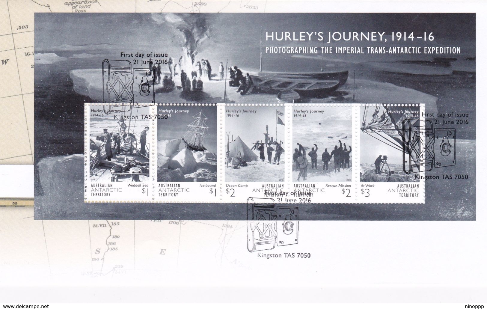 Australian Antarctic Territory 2016 Hurley's Journey Miniature Sheet FDC - FDC