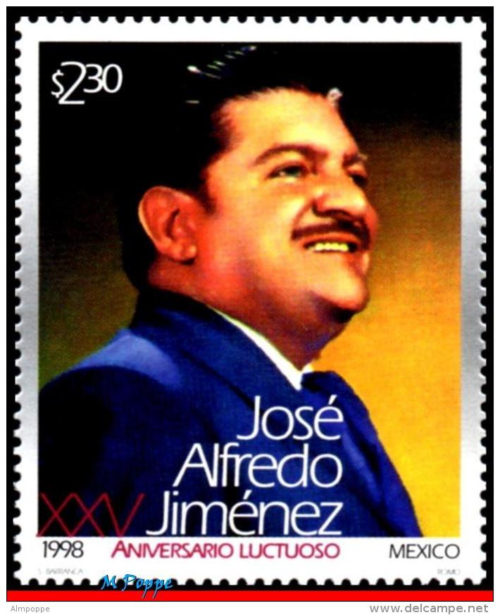 Ref. MX-2103 MEXICO 1998 FAMOUS PEOPLE, JOSE ALFREDO JIMENEZ,, COMPOSER, MI# 2751, MNH 1V Sc# 2103 - Mexico