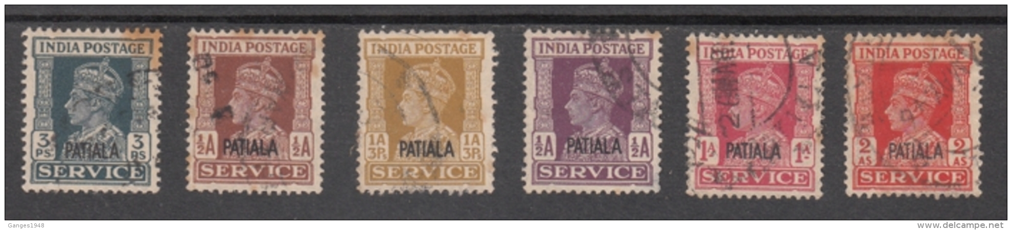 Patial State  SERVICE  6  Stamps  Used  India   #   03754    SD  Inde Indien - Patiala