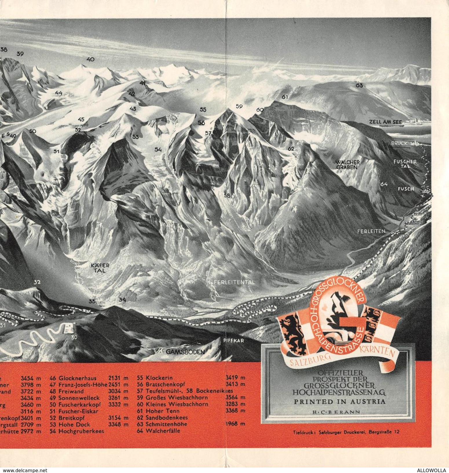 17 "GROSSGLOCKNER HOCHALPEN STRASSE - SALZBURG ÖSTERREICH KÄRNTEN" PIEGHEVOLE ORIG. ANNI '50 - Dépliants Turistici