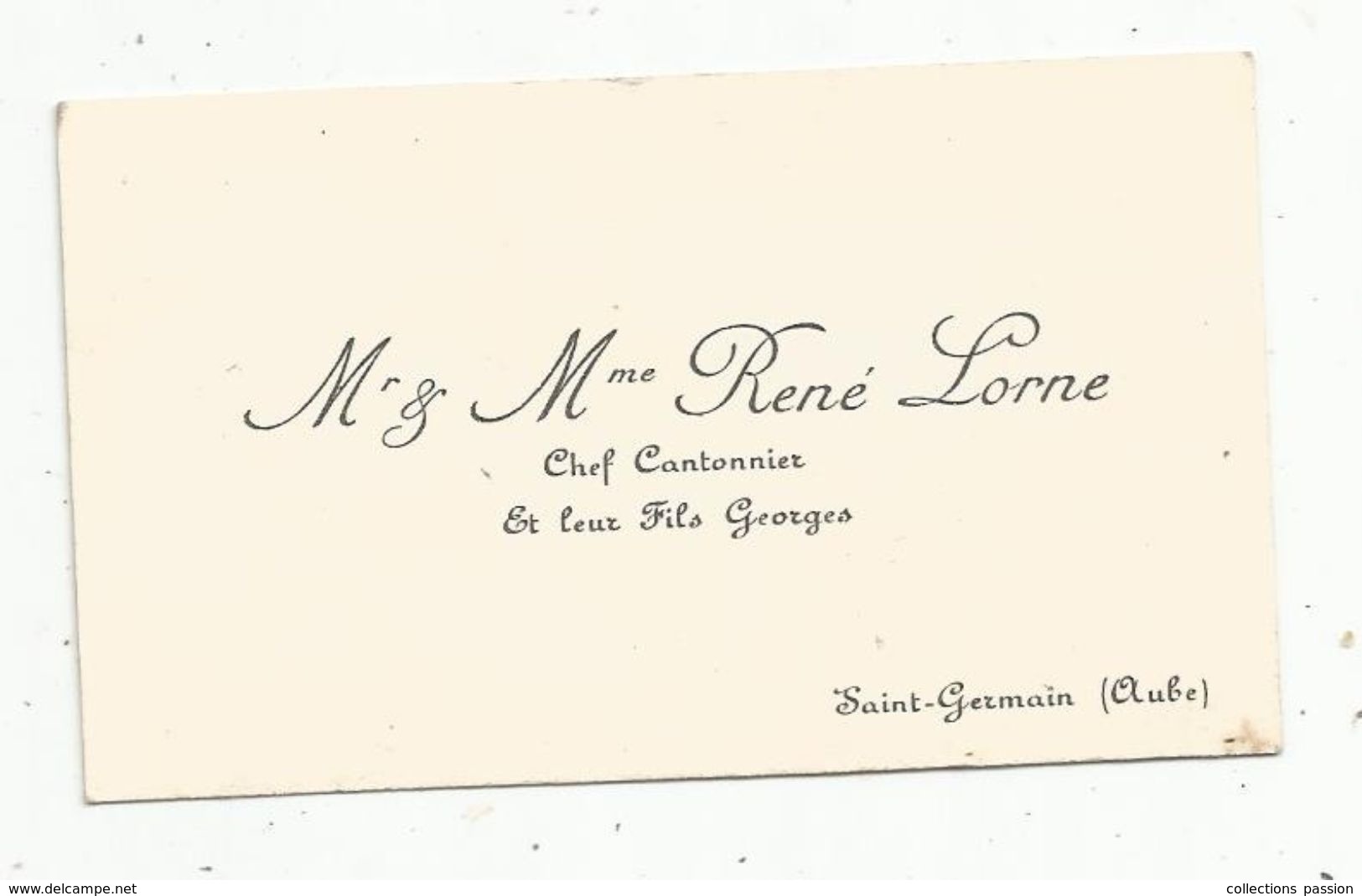 Carte De Visite, Chef Cantonnier ,SAINT GERMAIN , Aube, écrite , Datée : 1944 - Visitenkarten