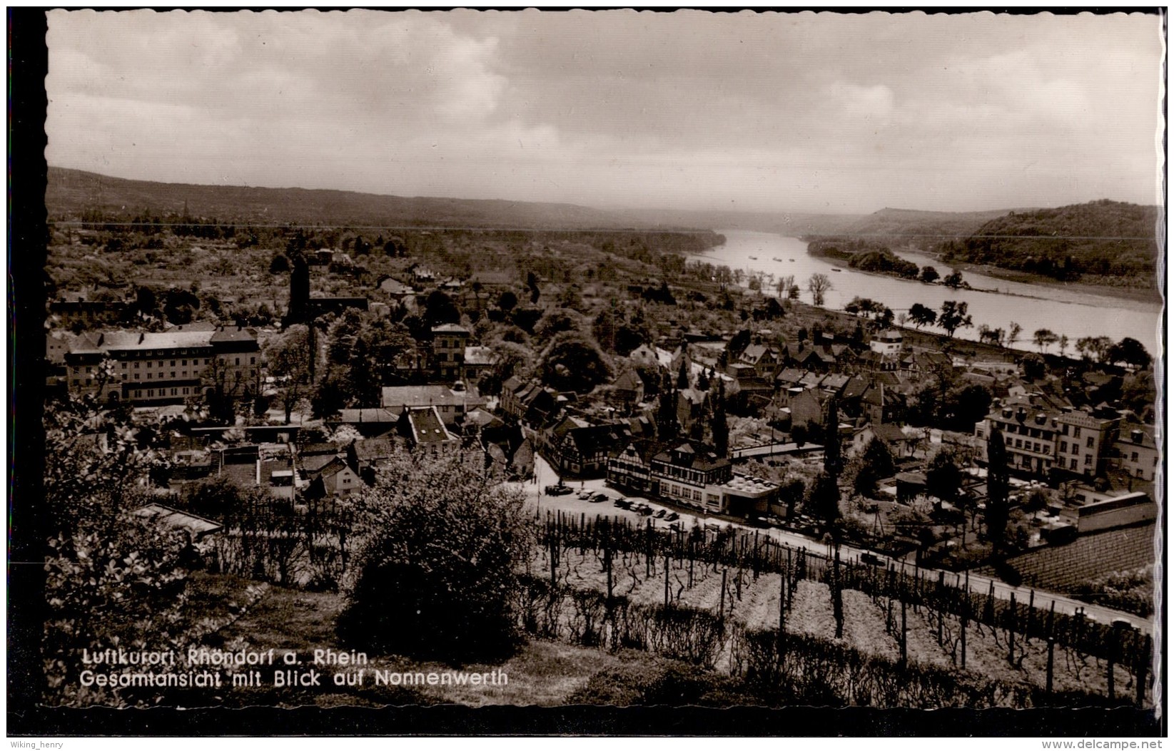 Bad Honnef Rhöndorf - S/w Gesamtansicht Mit Blick Auf Nonnenwerth - Bad Honnef