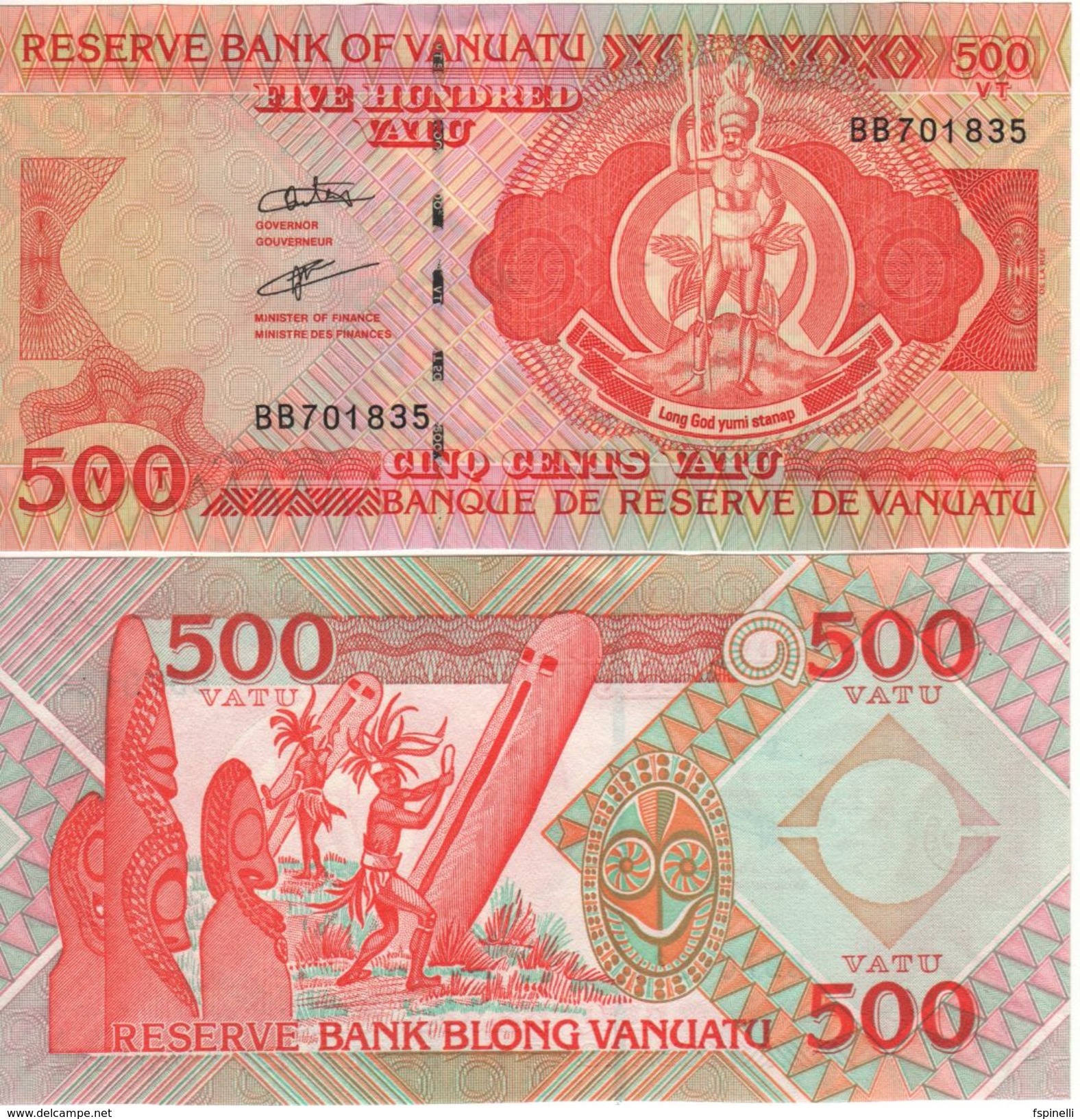 VANUATU   500 Vatu   ( De La Rue 2007)  P5b    ( 2006  Melanesian Chief + Drums At Back)    UNC - Vanuatu