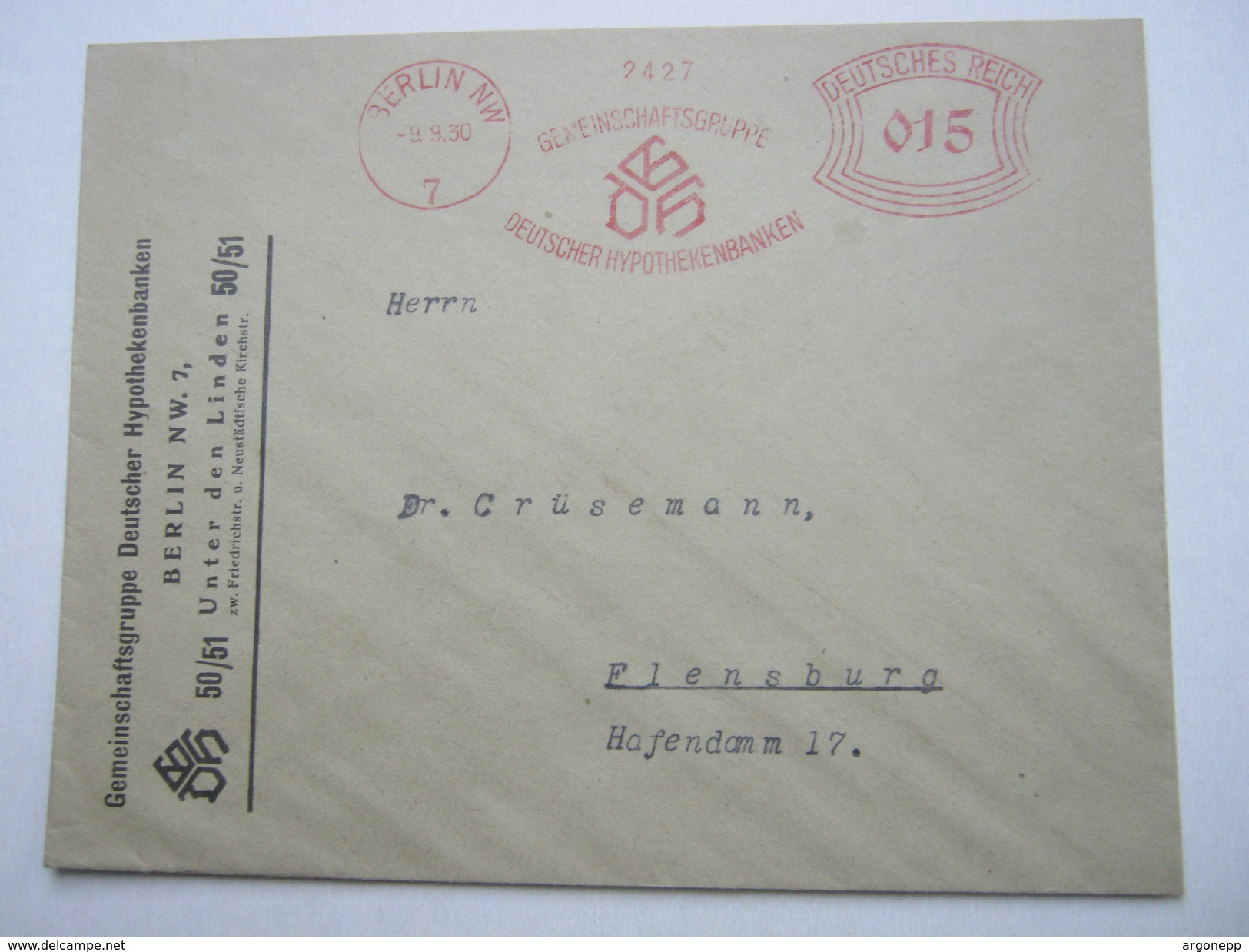 1930,  Berlin   , Glasklarer Firmen - Freistempel  Auf   Brief - Briefe U. Dokumente