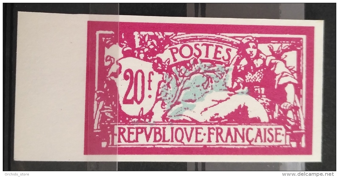 V33 France 1925 Type Merson - Liberty And Peace - 20 Fr Lilas-rose Et Vert - Modern Reproduction Imperforated - Neufs