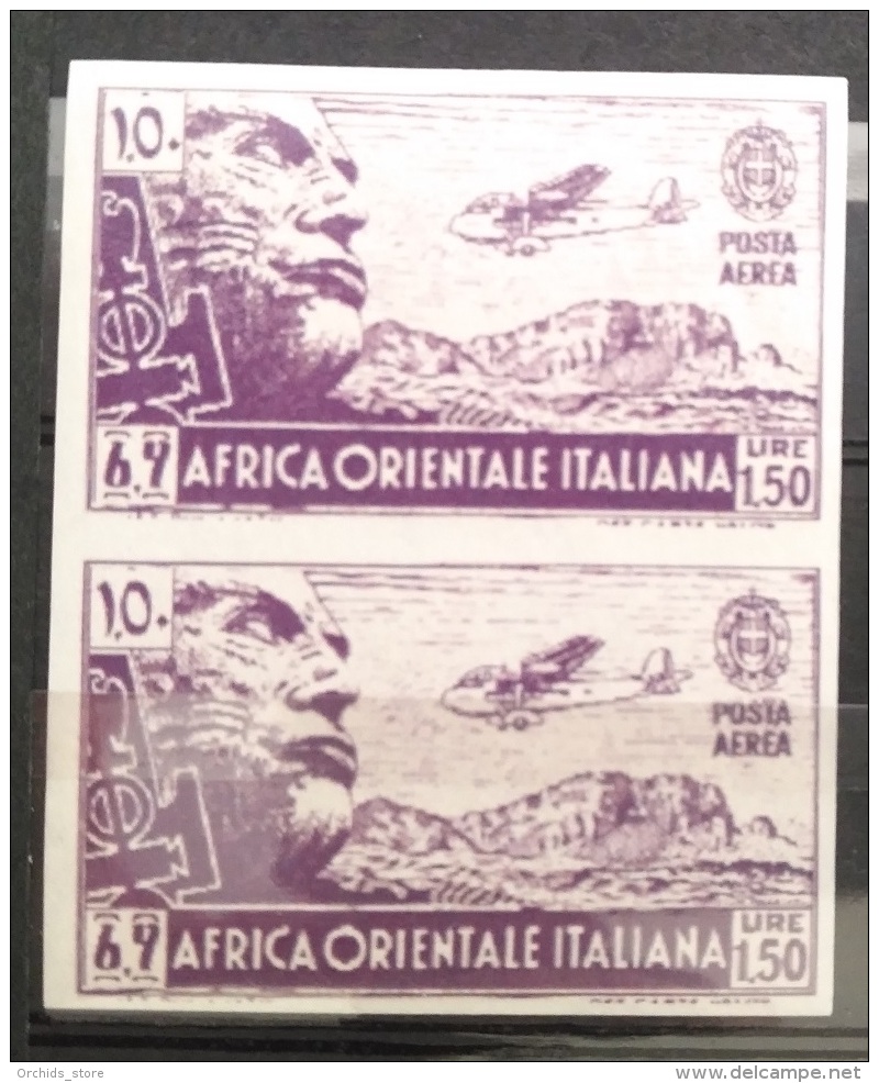 V33 ITALY Rare Stamp -  AFRICA ORIENTALE  Posta Aeria 1,50L - Imperforated PAIR - Modern Reproduction Of Scarce Stamps - Other & Unclassified