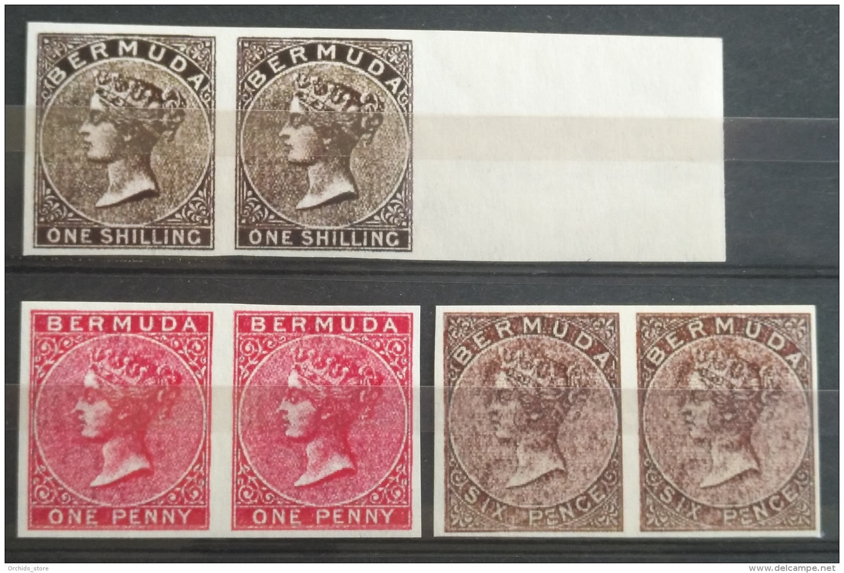 V33 British Colony BERMUDA - 3 Diff Stamps - All IMPERF PAIRS - Modern Reproduction - Other & Unclassified