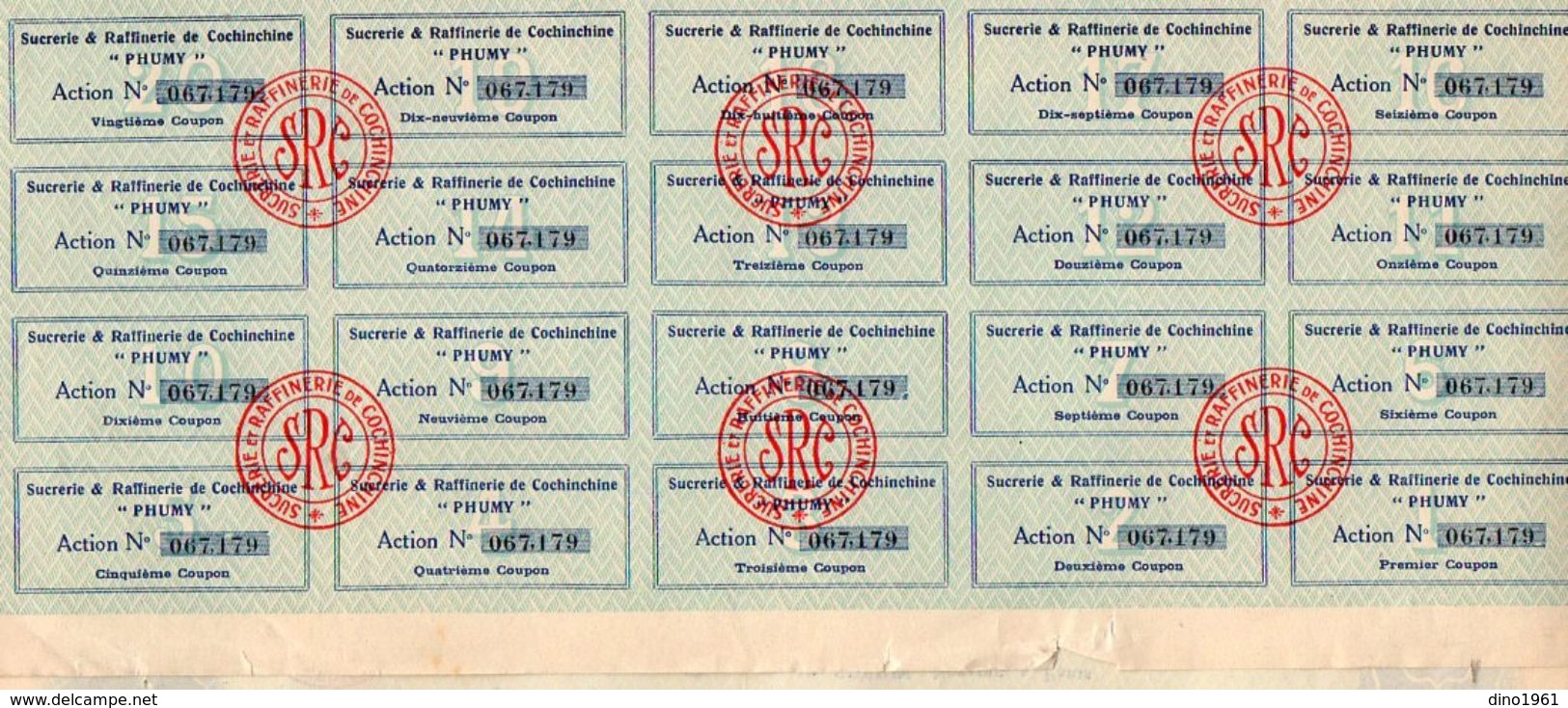 VP11.521 - Action - PARIS X SÏGON 1926 - Sucrerie & Raffinerie De Cochinchine ¨ PHUMY ¨ - Agricultura