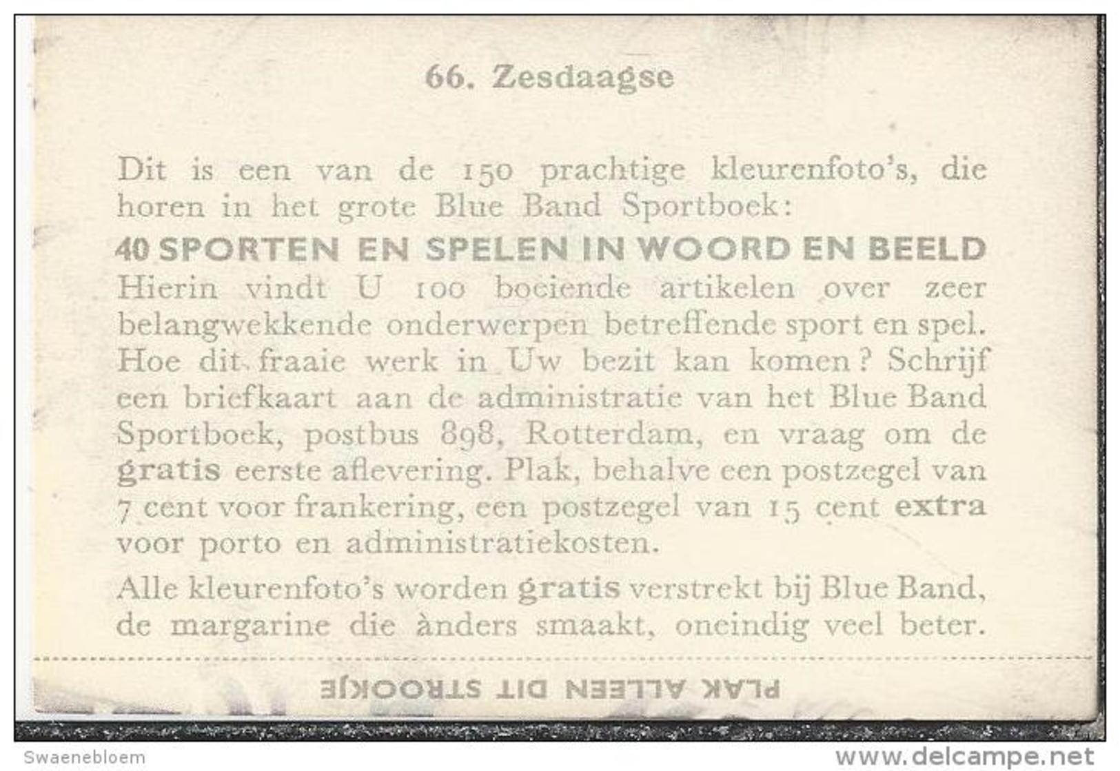 0066. Zesdaagse - Wielrennen.  Blue Band - Sportboek: 40 Sporten In Woord En Beeld. 2 Scans - Wielrennen