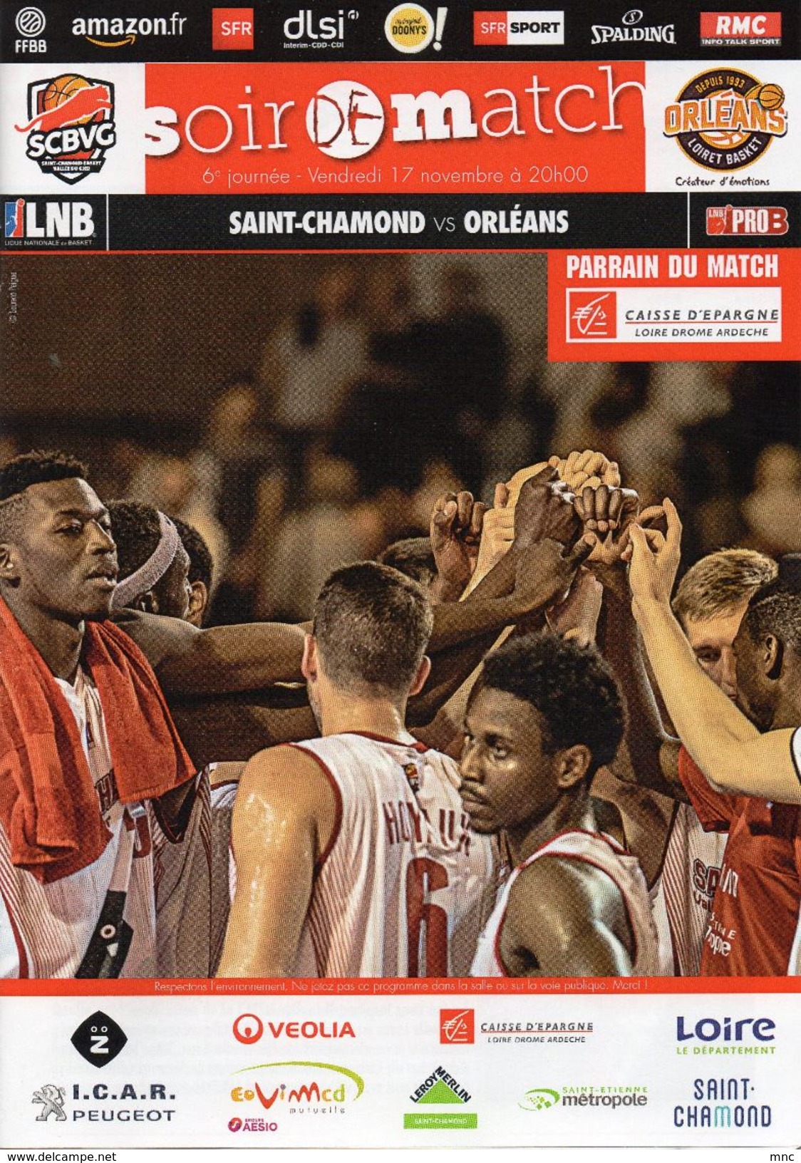 Programme Du Match De Pro B 2017/2018  6ème Journée ST CHAMOND / ORLEANS - Habillement, Souvenirs & Autres