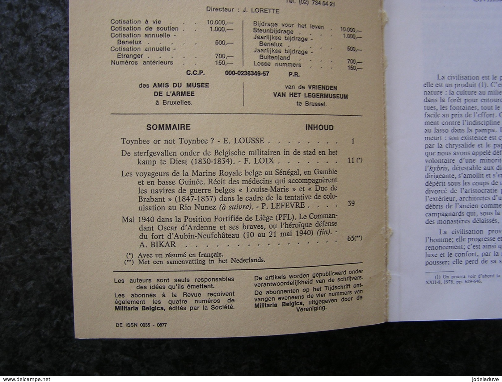 REVUE BELGE D' HISTOIRE MILITAIRE XXIII 1 Oorlog Diest Guerre 40 45 Aubin Neufchâteau Marine Médecin Navire Rio Nunez - Geschichte