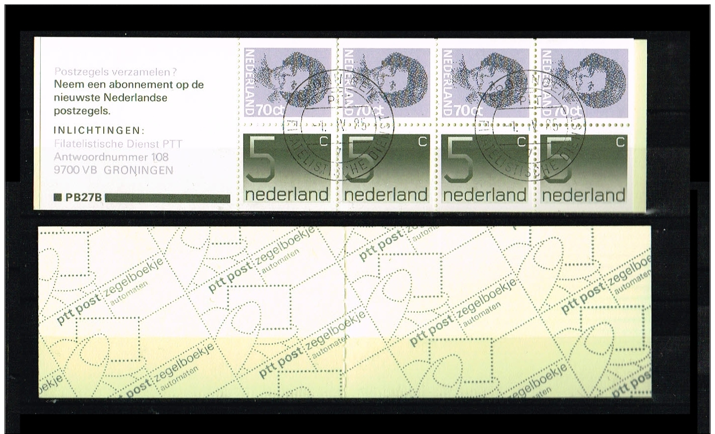 1985 - Netherlands NVPH PB27b Used - Stampbooklet PB27b: 4x70 +4x5 [A56_101] - Carnets Et Roulettes