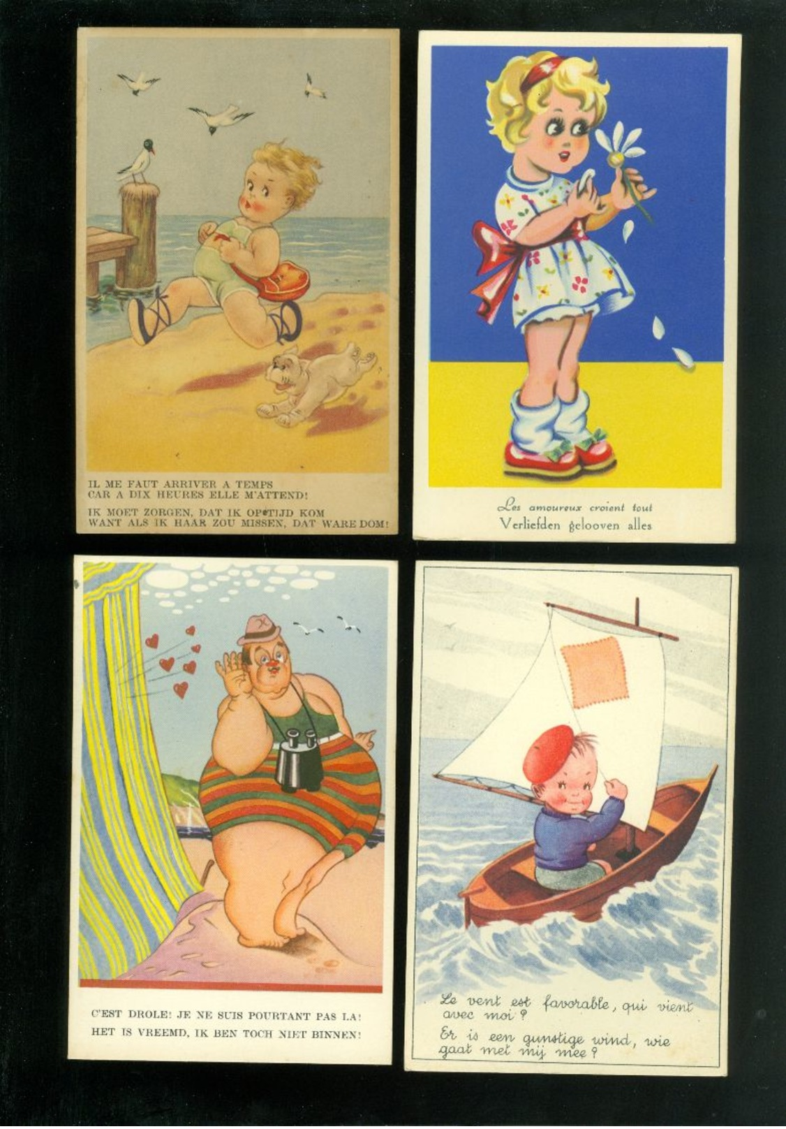 Beau lot de 60 cartes postales de fantaisie   Mooi lot 60 postkaarten van fantasie -  60 scans