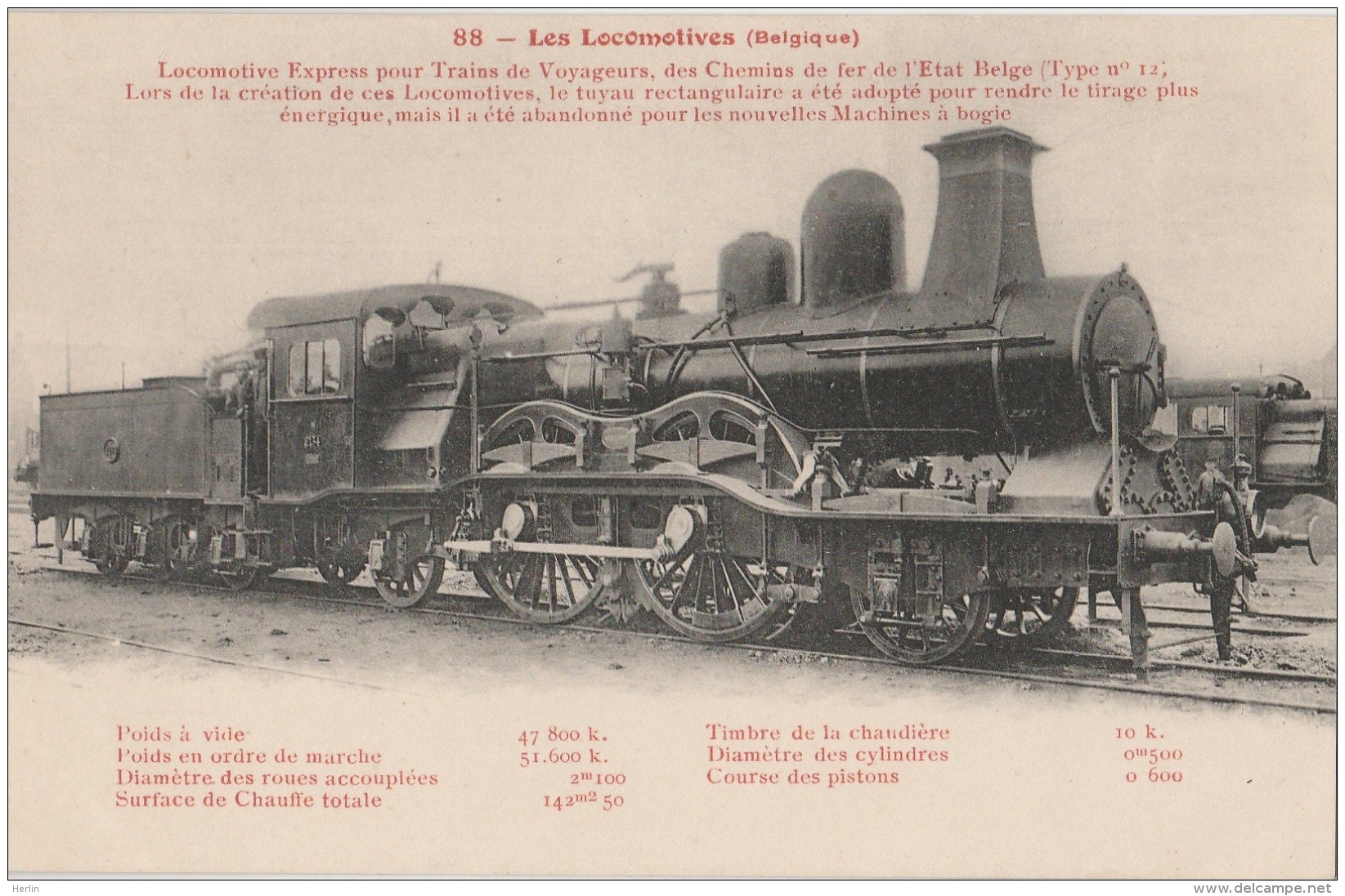 CV - TRAINS Belgique - Locomotive Express Pour Trains De Voyageurs (impeccable) - Trains