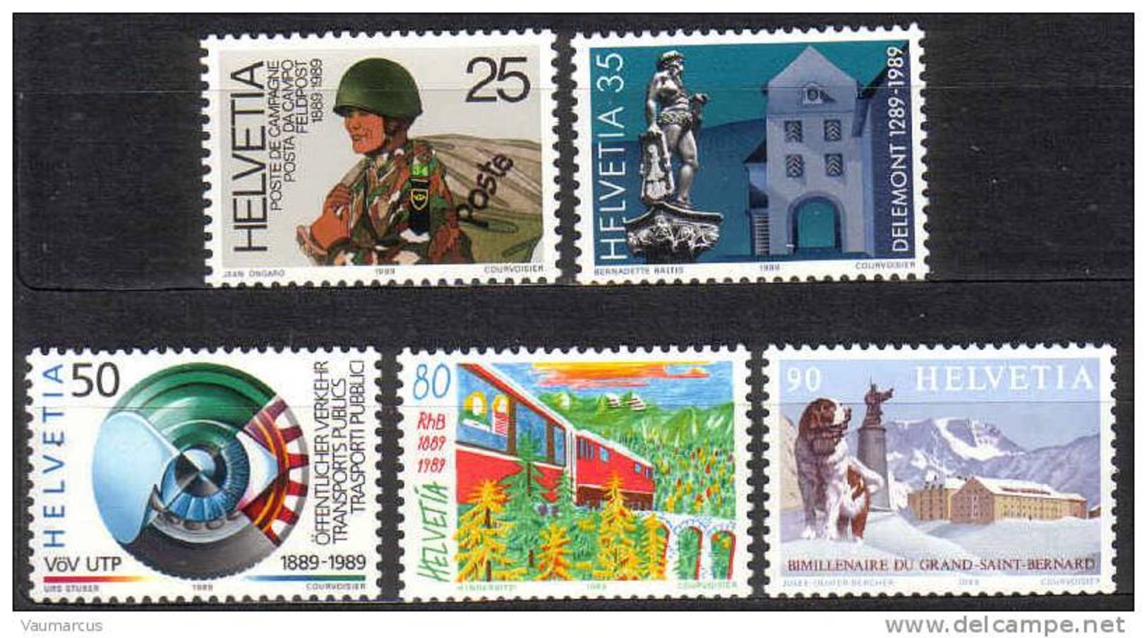 1989 Zu 770-774 / Mi 1385-1389 / YT 1314-1318 Série Complète ** / MNH - Neufs